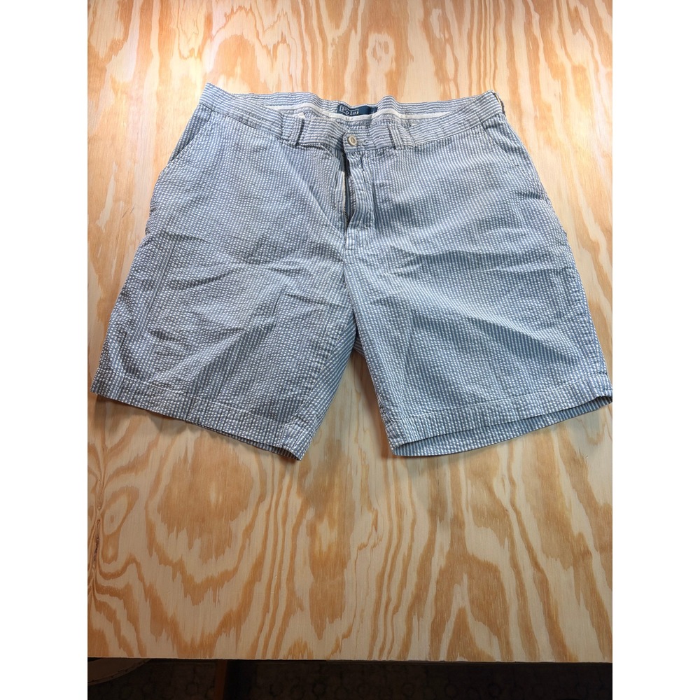 Polo Ralph Lauren Prospect Short Mens Blue‎ White Seersucker Striped Cotton 36